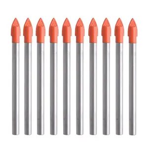 10 count Multi-Material Drill Bits Set, Cemented Carbide Masonry Drill Bits for Glass, Plastic, Tile, Concrete, Brick, Wall,  and Brick Wall 6mm