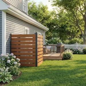 Cedar Wood Privacy Fence, 2 Decorative Panels, 49H x 38W Inch. Durable, Stylish, Heavy Duty. For Garden, Courtyard – Hide Trash Can, AC, Pool Equipment. Available in Black or Teak,summervibes