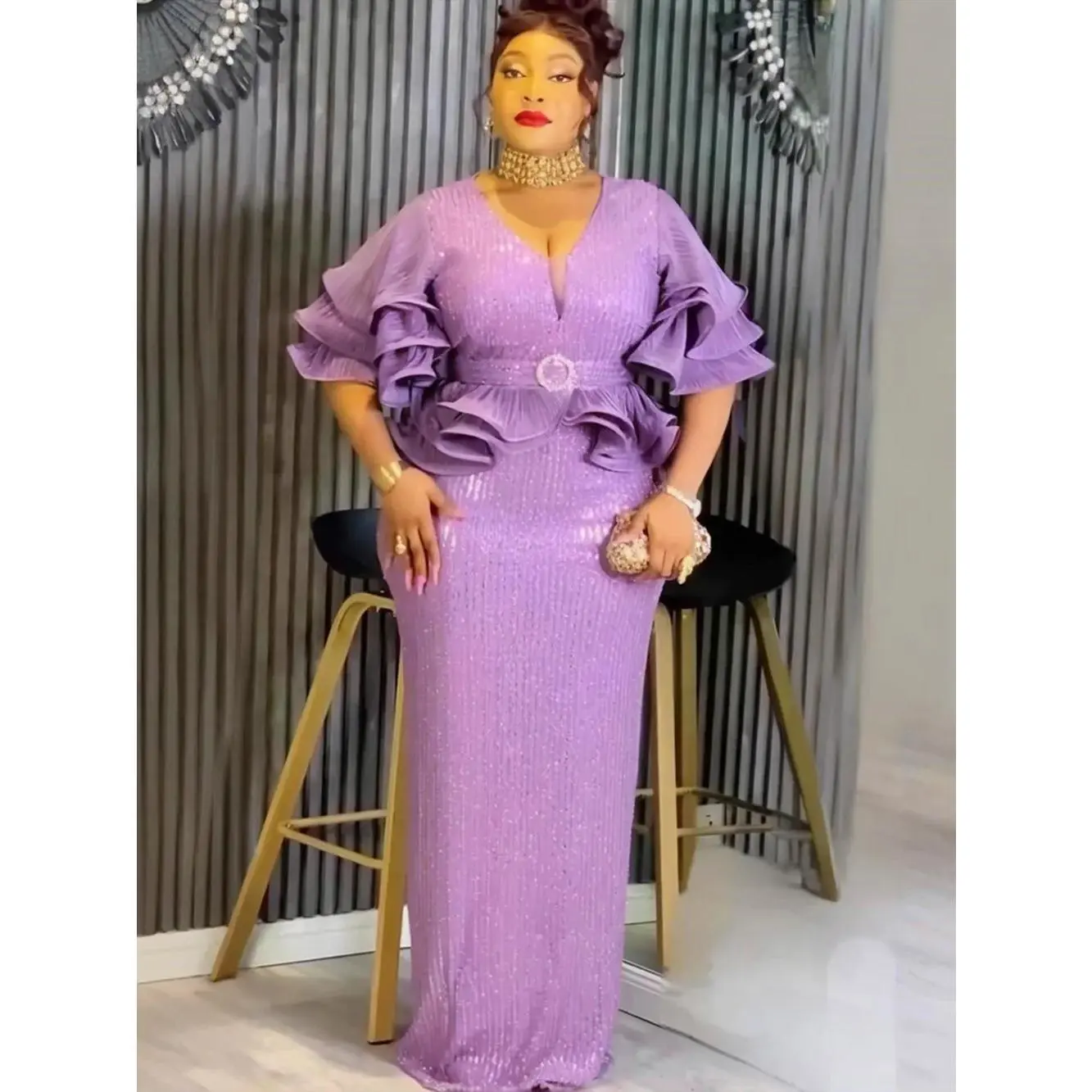 Women's Plus Size Luxury African Formal Wear Maxi Dress - 2026 New Ruffle  Sleeve Sequin Long Elegant Dresses for Women, Ideal for Evening Weddings &  Parties summerwins, Women's Clothes, Clothes,summerwins - TikTok Shop