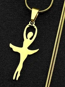 Ballet Ballerina Girls Chain For Women Men Stainless Steel Gold Color Gymnast Sporter Charms Gymnastics Dancer Necklace