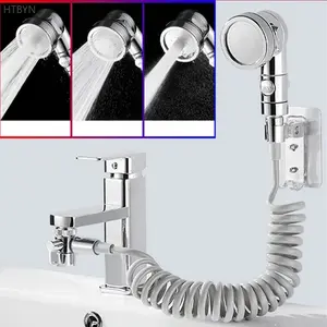 One set of sink faucet extension shower head with shower hose, three-speed stop shower head, all-copper diverter, for household washbasin faucets and bathrooms, handheld shower for pets, adjustable spray settings, Handheld Showerhead