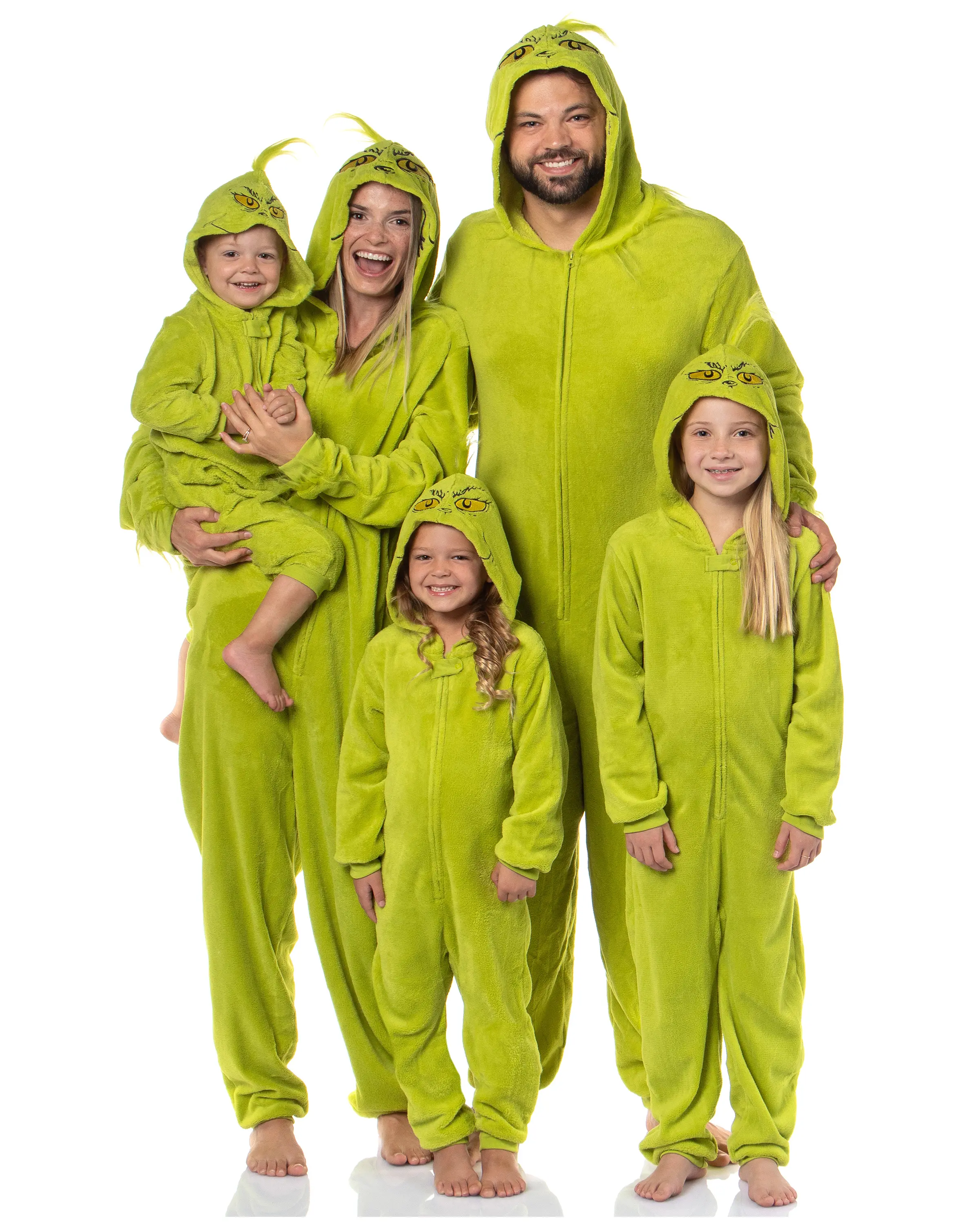 Dr. Seuss GRINCH Who Stole Christmas Hooded Pajama Union Suit, Polyester, Zipper, Long Sleeve, Nightwear