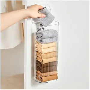 Wall Hanging Underwear Storage Box for Wardrobe Cabinet Bedroom Socks Lingerie Grocery Plastic Bag Dispenser Holder, Sock Underwear Organizer Wall Mount Multifunctional Bag Saver Kitchen Storage Holder for Storing Socks Ties Plastic Bag