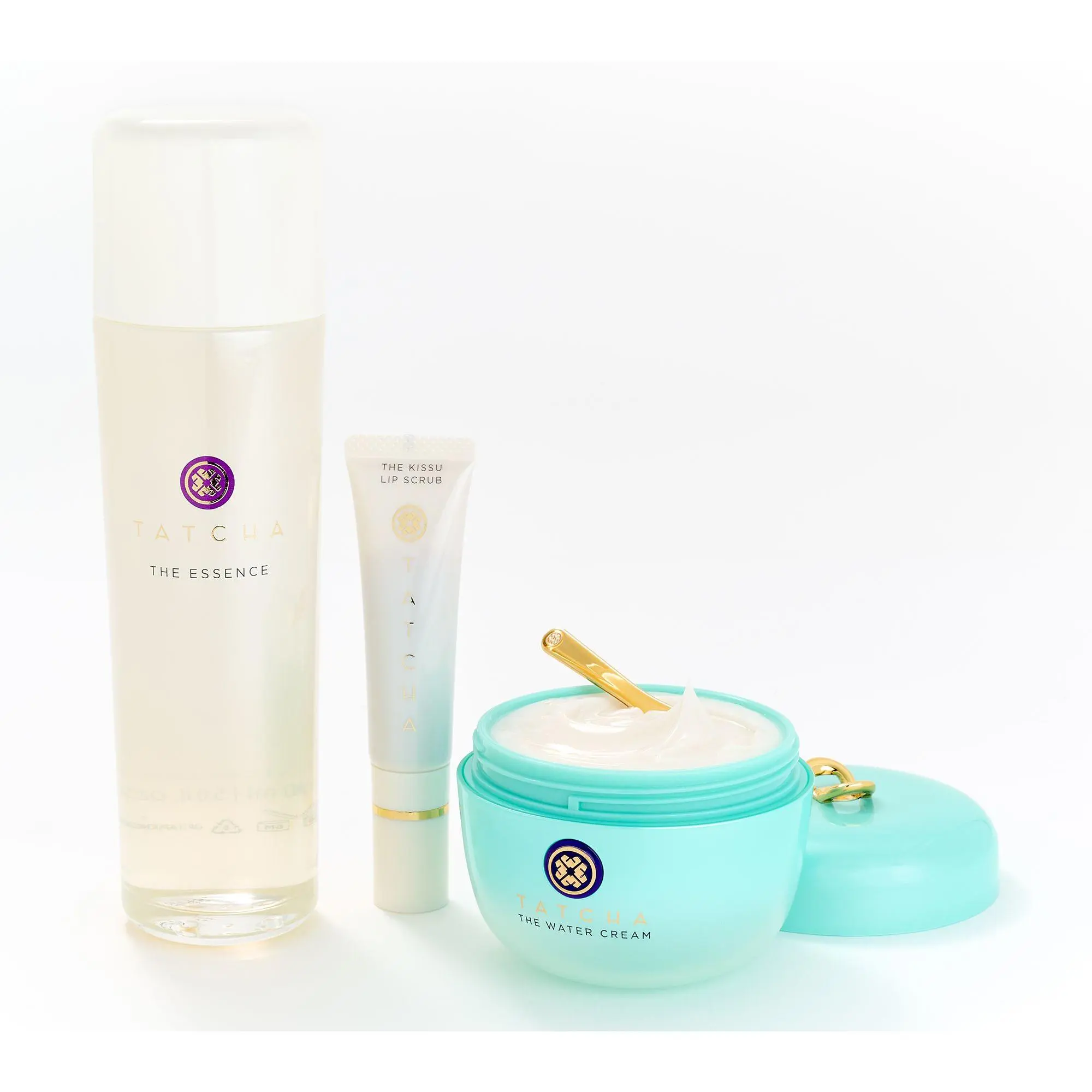 TATCHA Jumbo Water Cream, Essence, and Kissu Lip Scrub TATCHA Jumbo Water Cream, Essence, and Kissu Lip Scrub
