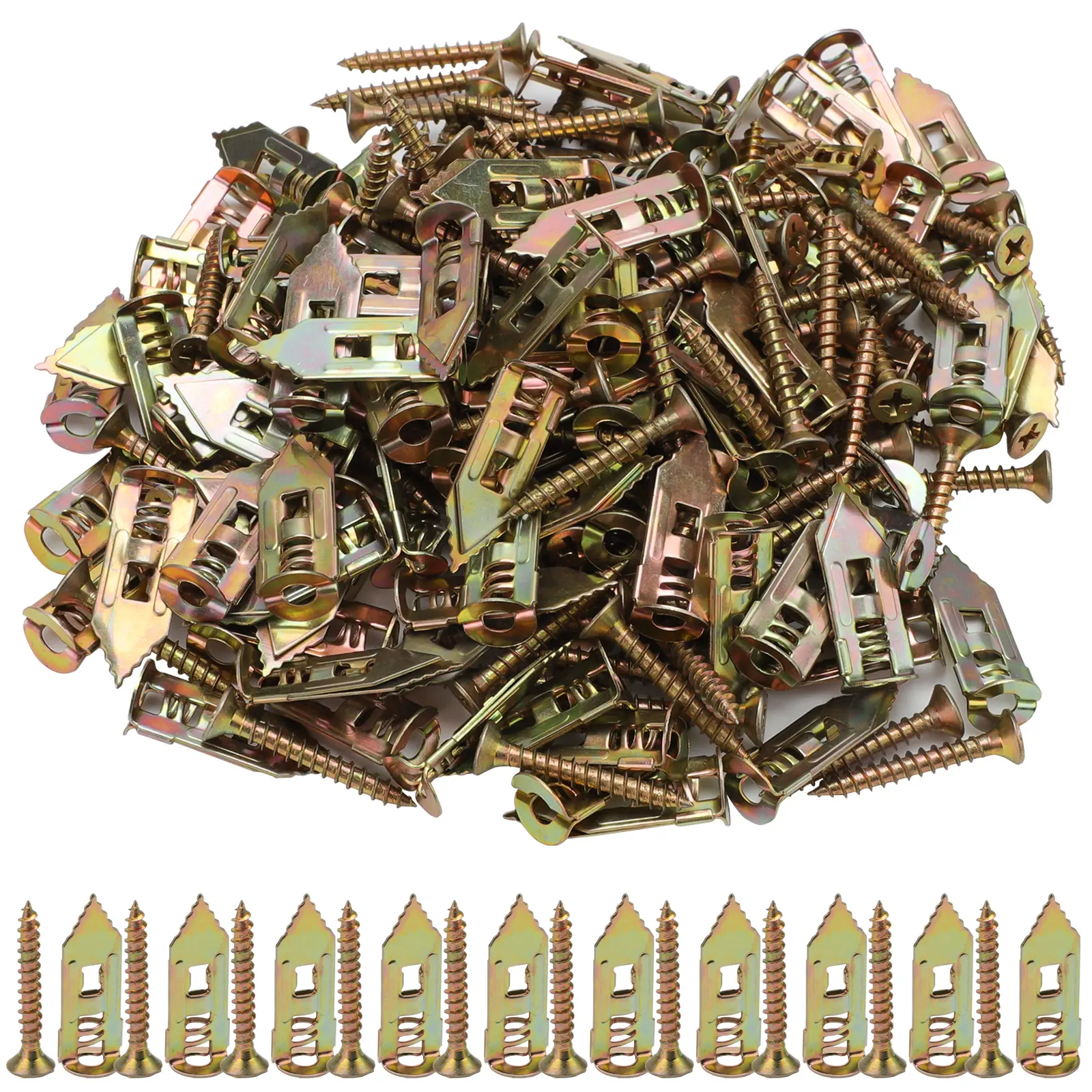 200Pcs Galvanized Self-Drilling Hollow-Wall Anchors + Screws Kit - Easy Installation Fasteners for TV Mount Stand, Versatile Use for DIY Enthusiasts, Home Decor Fixing, No Head