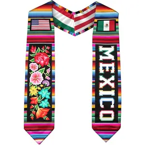 EastJia Made in USA Breathable All-Over Print Unisex Graduation Sash - Mexican & American Heritage Stole, Ideal for Ceremony Use, Gift for Bachelor, Master & Doctoral Graduates