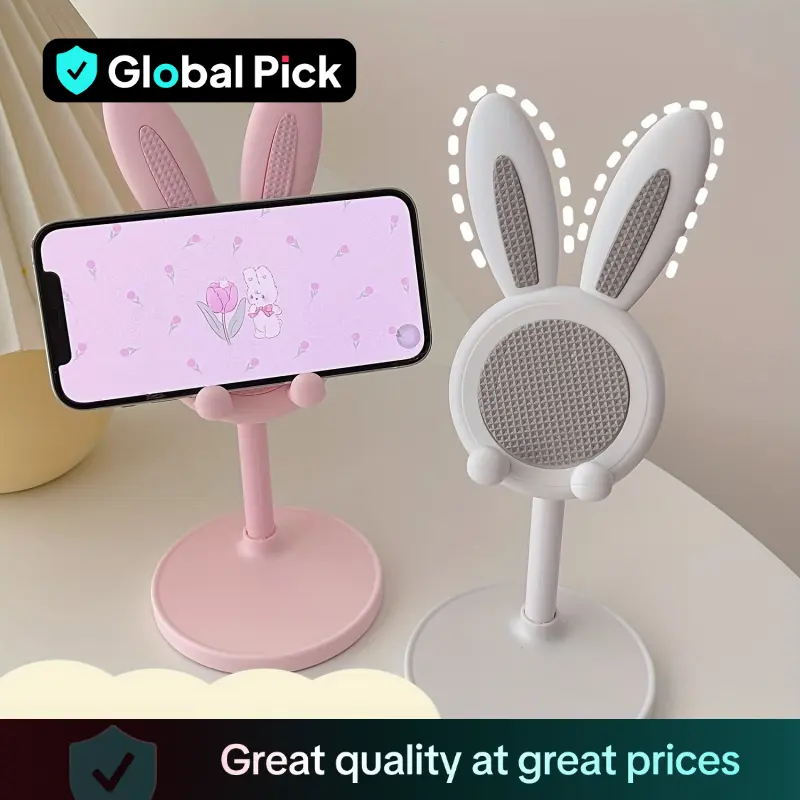 Cute Rabbit Design Phone Holder, Adjustable Height Phone Stand, Desktop Cellphone Holder Stand for Home Office, Phone Accessories, Mount