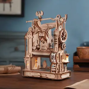 Rokr 3D Puzzles for Adults, DIY Mechanical Gears Wooden Puzzles, Birthday Gifts for Men/Women (Classic Printing Press) ra puzzle 4x4x16 wood