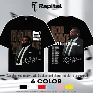 [Rapital] Rod Wave 'Don't Look Down Tour 2026' Tour Date Graphic 100% Cotton T-Shirt, Rod Wave Fan Graphic Tee, Dont Look Down Merch Streetwear Graphic Shirt, Gift for Rod Wave Fans, Gift for rap fans
