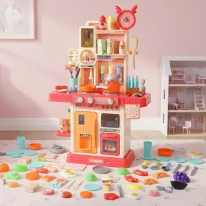 Kids Kitchen Playset Play Kitchen Toys for Girls – Large Pretend Cooking Set with Working Sink, Steam, Lights & Sounds