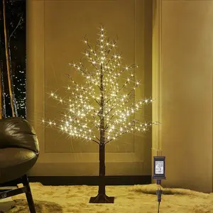 Lighted Brown Tree Plug in 430 LED Fairy Lights 4FT, Twig Tree with Lights for Indoor Outdoor Home Room Christmas Decoration