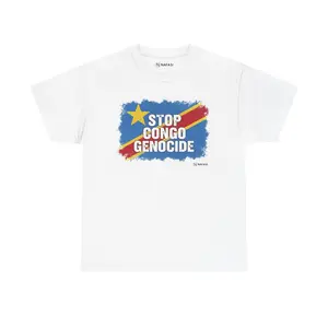 Stop Congo Genocide T-shirt - Unisex Heavy Cotton Tee, Activist Protest Shirt, Human Rights Awareness Top, Social Justice Graphic Tee, Fitted Crew Neck, Short Sleeve, Summer Casual Dopamine Style