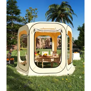 Pop Up Bubble Tent for Camping – Quick Outdoor Screen House for 6-8 People – Waterproof, Coldproof, Windproof Sun & Rain Shelter – Portable for Patio, Backyard, Deck, Sports Events – Beige