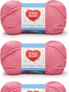 Red Heart Soft Baby Steps Strawberry Yarn - 3 Pack of 141g/5oz - Acrylic - 4 Medium (Worsted) - 256 Yards - Knitting/Crochet