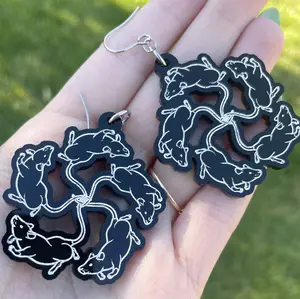 Black and White Rat King Earrings