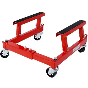 GAOMON 1500lbs Heavy Duty Motorcycle Engine Cradle Dolly, Adjustable Width & Height, 4×360° Swivel Casters, Protective Rubber Pads, Tie-Down Points, Engine Repair Trolley for ATV/UTV Engines, Red