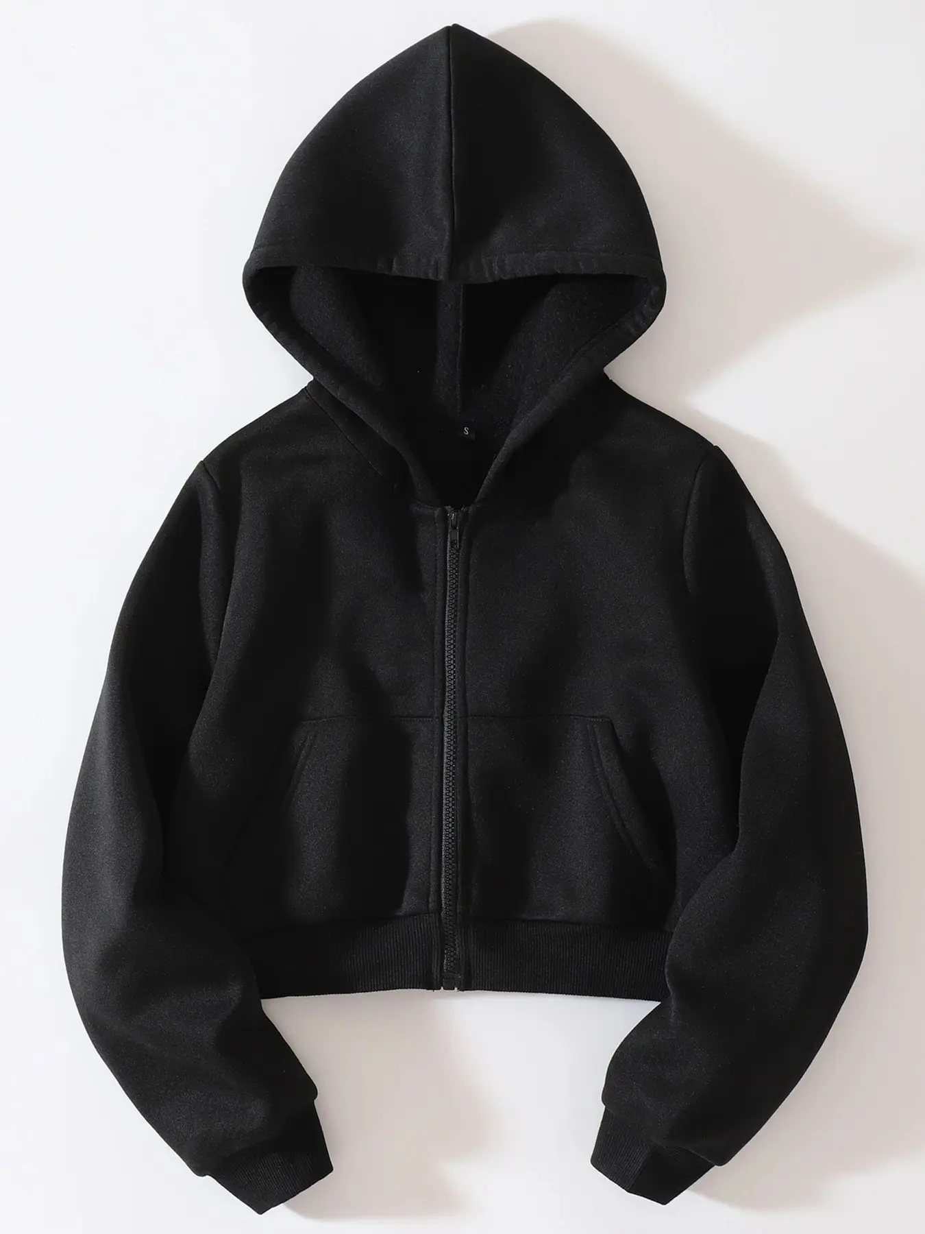 Women's Zipper Basic Hoodie Short Casual New Look 915, Fitted Cut Hooded Sweatshirt Long Sleeve Warm Plush Jacket Coat for Fall & Winter Tops Garment