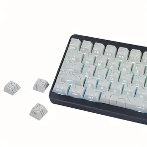 White Polar Day Cracked Glow Keycap Set |   PBT+PC Material |   Cherry Profile |   Side-Printed Durable Legends |   DIY Compatible |   Fits 61/64/68/75/84/87/98/104/108 Keys Mechanical Keyboard |   Wear-Resistant |   Smooth Typing Feel