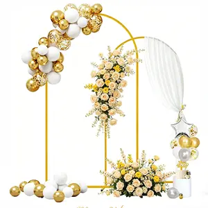 Metal Arch Backdrop Stand Set of 2 Gold Metal Wedding Arch Backdrop Stand (7.2FT and 6FT) for Anniversary, Birthday Parties, Baby Showers,Graduation Decorations