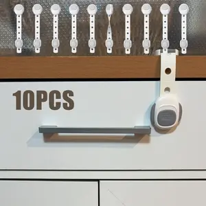 10Pcs Cabinet Locks Proofing Straps, Stove Oven Locks Door Strap for Students Safety Cupboard Locks, 3 Meters Adhesive No Screw Latches for Drawer Toilet Lock