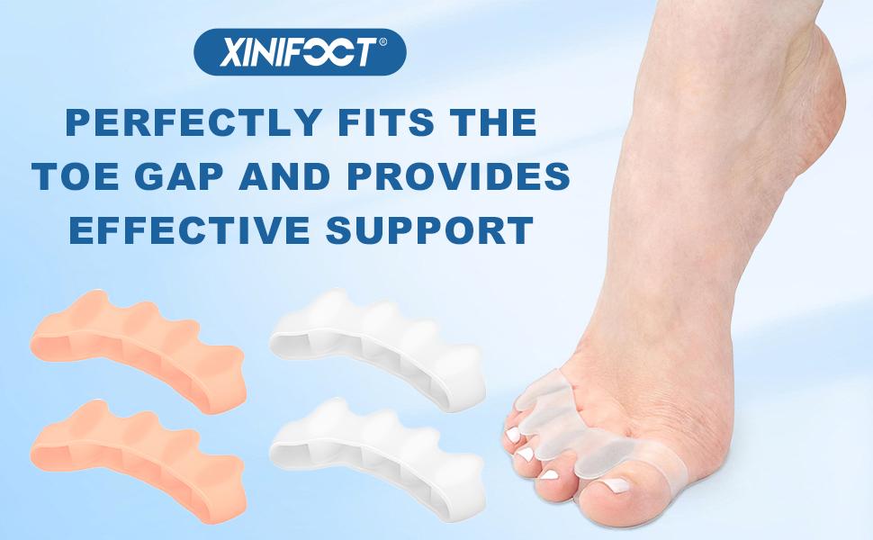Toe Separators for Women & Men - Bunion Corrector, Hammer Toe Straightener, Relieves Foot Pain (2 Pairs, White + Beige)