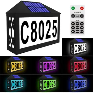 Solar House Numbers, Lighted Solar Address Number with Remote Control,  RGBW Color Changing, Address Sign Solar  for Street Yard  Mailbox