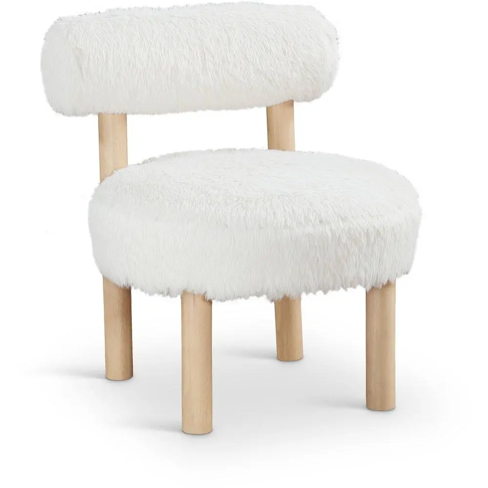 Ambre Cream Vegan Shearling Fabric Upholstered Single-Seat Indoor Accent Chair