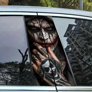 Gothic Men Vinyl Sticker Set, Car B-Pillar Protection Decal, Easy Peel & Stick, Sunproof Waterproof Scratch-Resistant, Fits All Vehicles, Premium Skull Stickers