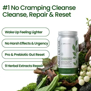 UFITJOURNEY MILD DETOX 12-in-1 Non-Stimulant Gut & Colon Cleanse | Okra Fiber & Synbiotics & 8 Botanical Extracts | Debloat & Digestive Balance Support | 60 Vegan Capsules Edible