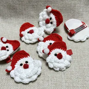 Handmade crochet, A beautiful, compact, interesting, cute and unique Christmas gift, Santa Claus hairpin, 2025 Christmas decorations and gifts, warm aesthetics, popular holiday trends, hairpin accessory jewelry clip，under $5