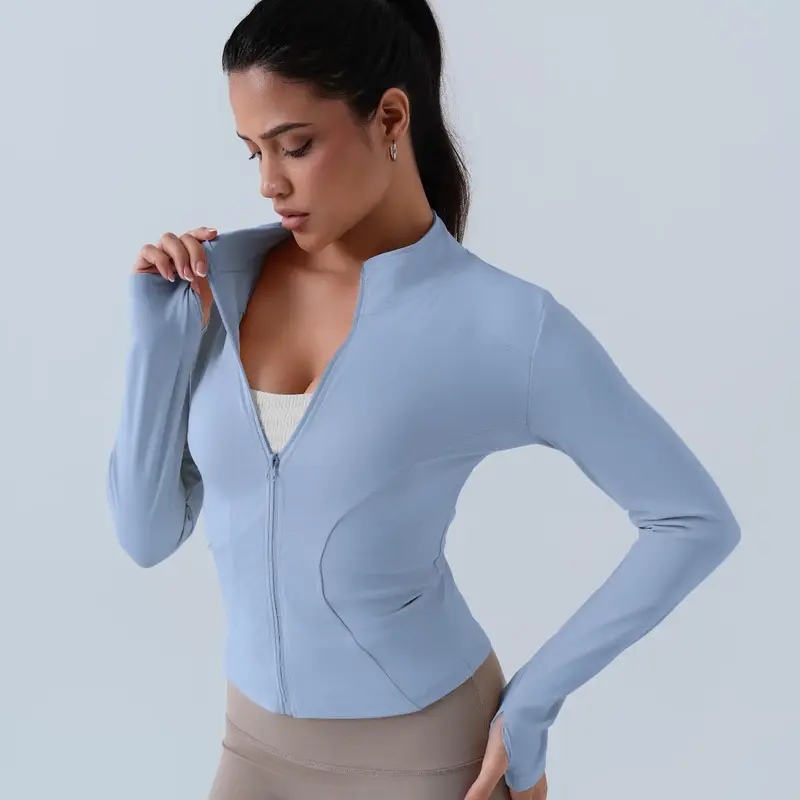 Women's Solid Zip-Up Zipper Athletic Sports Jacket, Sporty Long Sleeve Outerwear for Women, Ladies Sportswear for Indoor and Outdoor Wear, Activewear #GLOBAL PICKS