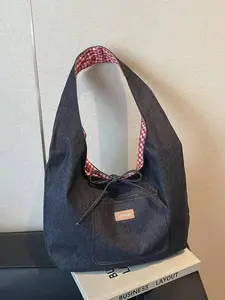 CYX Women's Denim Shoulder Bag, Fashionable Temperament Simple and Atmospheric Shoulder Bag, Versatile Travel, Shopping Bag, Denim Shoulder Satchel