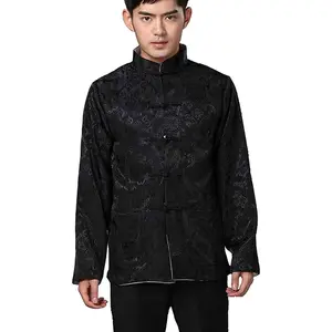 Chinese Traditional Tai Chi Uniform Long Sleeve Top Kungfu Shirt Tang Suit for Men