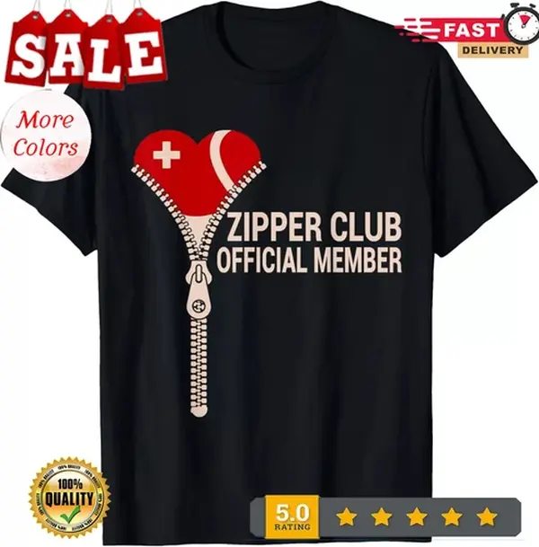Zipper Club Official Member Heart Surgery Recovery T-Shirt - Open Heart Gift