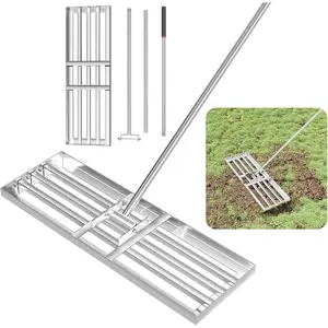 Lawn Leveling Rake 30'' x 10", Heavy-Duty Stainless Steel Lawn Leveling Tool for Lawn, Soil, Sand, 78'' Extra Long Handle, Ideal for Yard, Garden