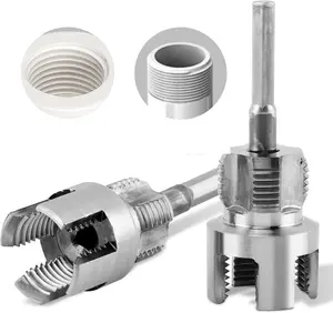 Professional Pipe Threading Tool Set, 1/2"-3/4" Internal External Pipe Tap Kit, Alloy Steel Plumbing Thread Cutter for Electric Drills
