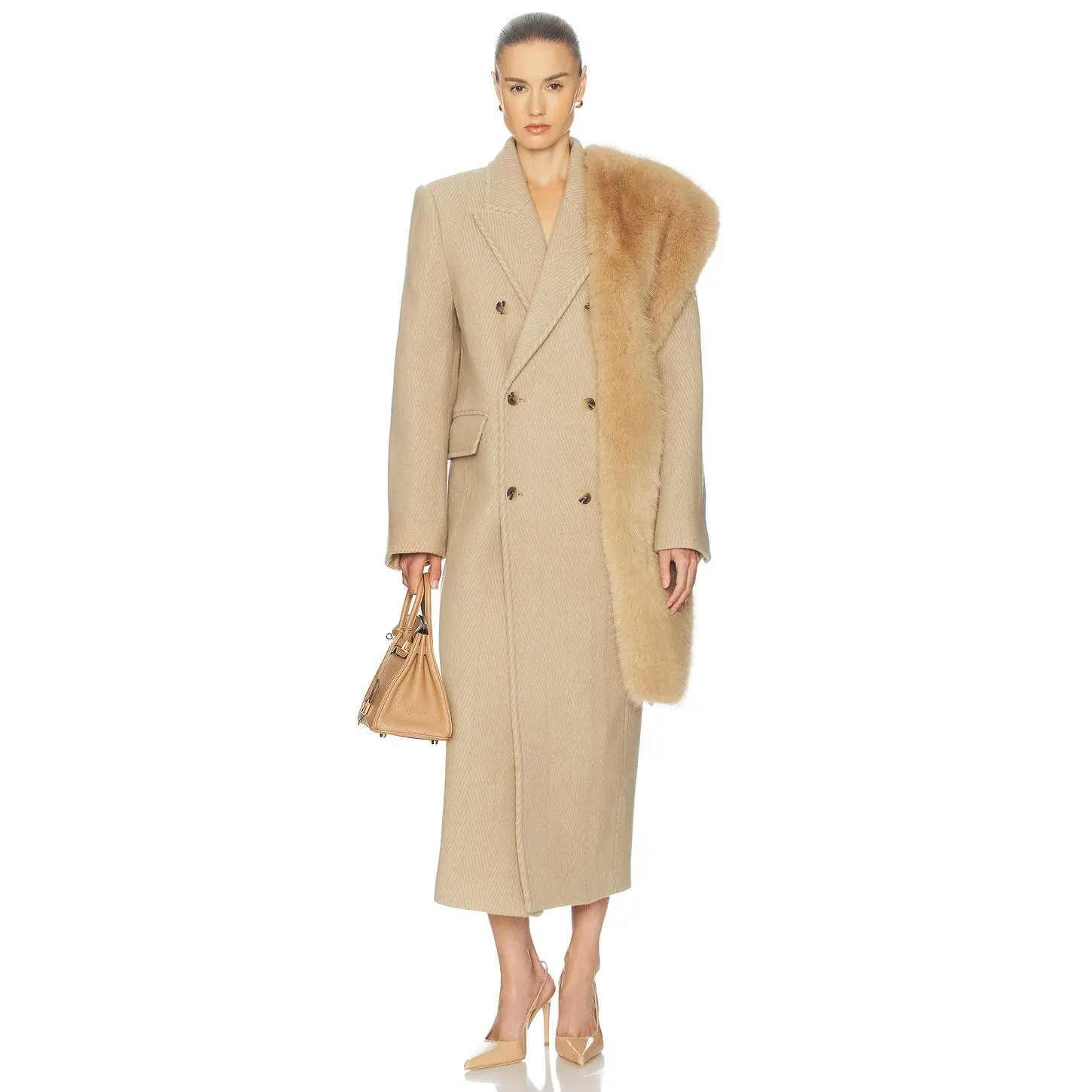 Helsa Boyfriend Coat in Toast
