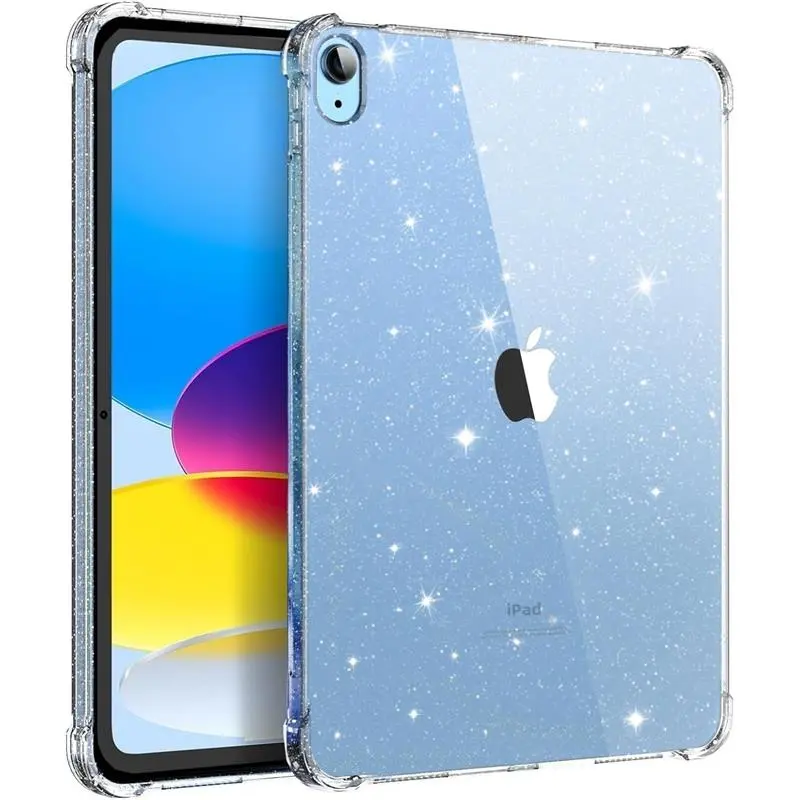 Clear Glitter iPad Case – Fits iPad 11th Gen (2025) 11" & 10th Gen (2022) 10.9", Slim TPU Shockproof Bumper Cover for Girls & Women