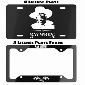 Say When Doc Holiday Tomestone Western Black License Plate & Frame Set for Car Truck Decor Made in USA Easy Install USA Car Accessories