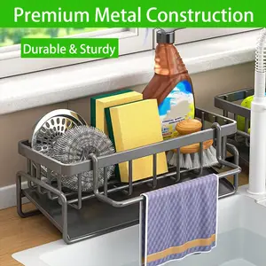 Kitchen Sink Sponge Draining Rack, Self-draining Kitchen Sink Organizer, Sink Rack, Can Hold Dish Brushes, Rags, Soap, Scrubbing A   ccessories, Baskets And Containers For Kitchen Storage，