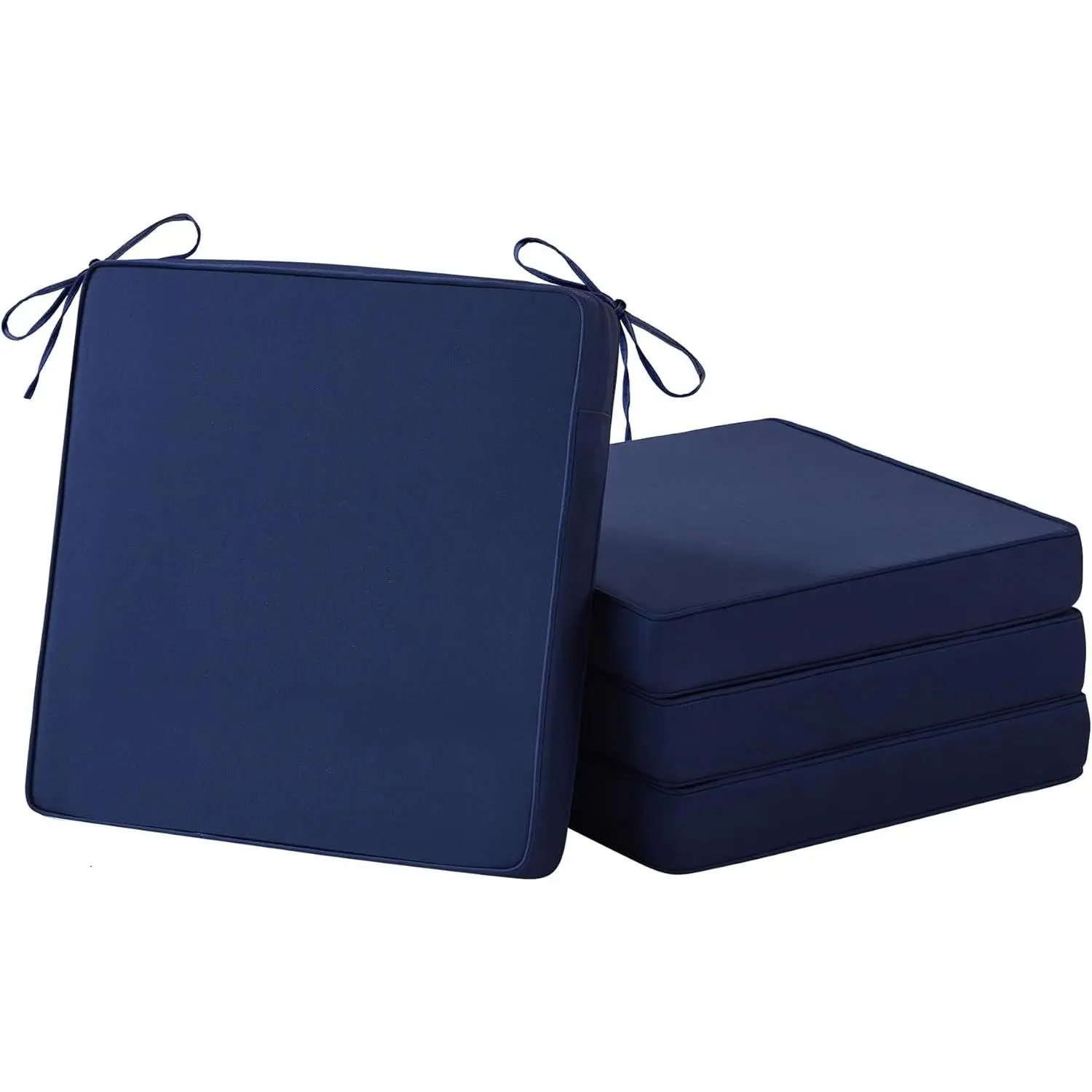 Outdoor Chair Cushions Set of 4,  Patio Chair Cushions, 19" x 19"x 3" Patio Cushion for Outdoor Furniture, Outdoors Seat Cushion for Patios Furniture with Handle and Ties, Navy Blue
