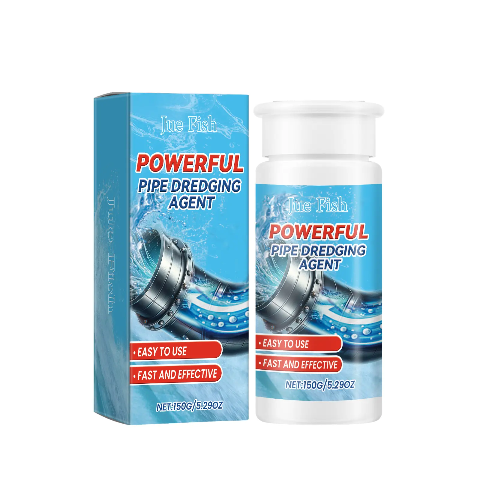 Household Pipe Dredge Agent - Jue Fish Quick-Unclogging Drain Cleaner, Lemon Extract Bacteria-Proof Formula, Fresh Decontaminator for Sink, Kitchen, Easy-to-Use Design