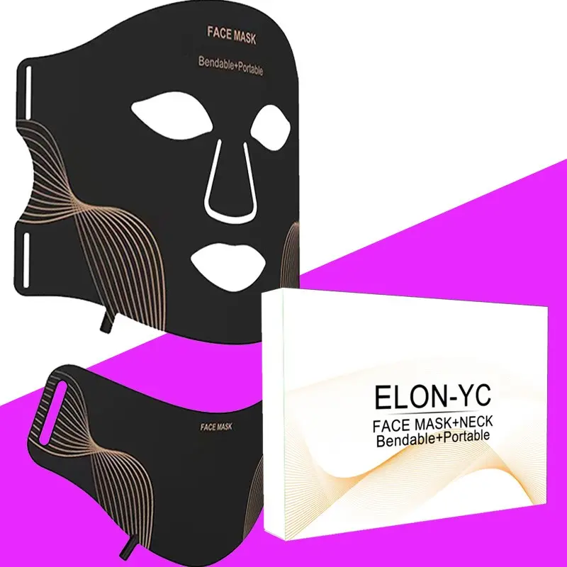 LED Light Facial Mask, USB Rechargeable Silicone Face Mask, Facial Beauty Instrument, Professional Facial Skin Care Tool for Women, Flexible Silicone Mask
