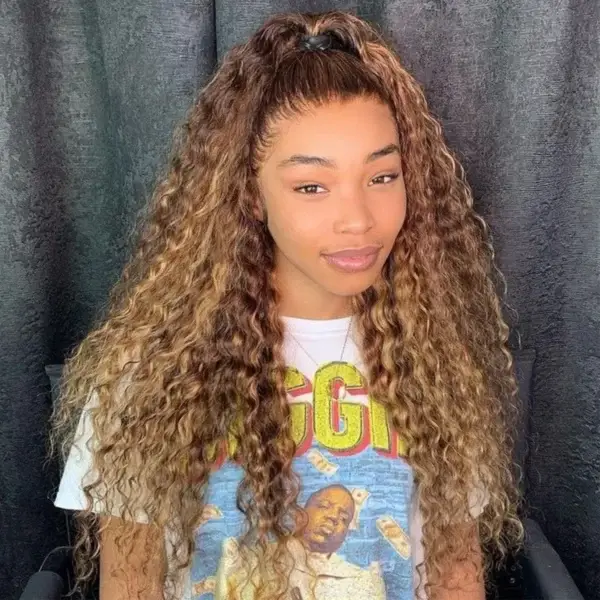 Pizazz Hair 4/27 Highlight Honey Blonde Deep Wave 13×6 Human Hair HD Lace Front Wigs 180% Density Lace Frontal Human Hair Wigs