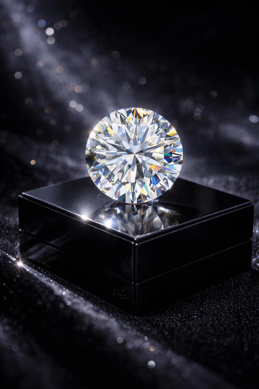 Round untreated diamond and sapphire gemstone, accompanied by a certificate