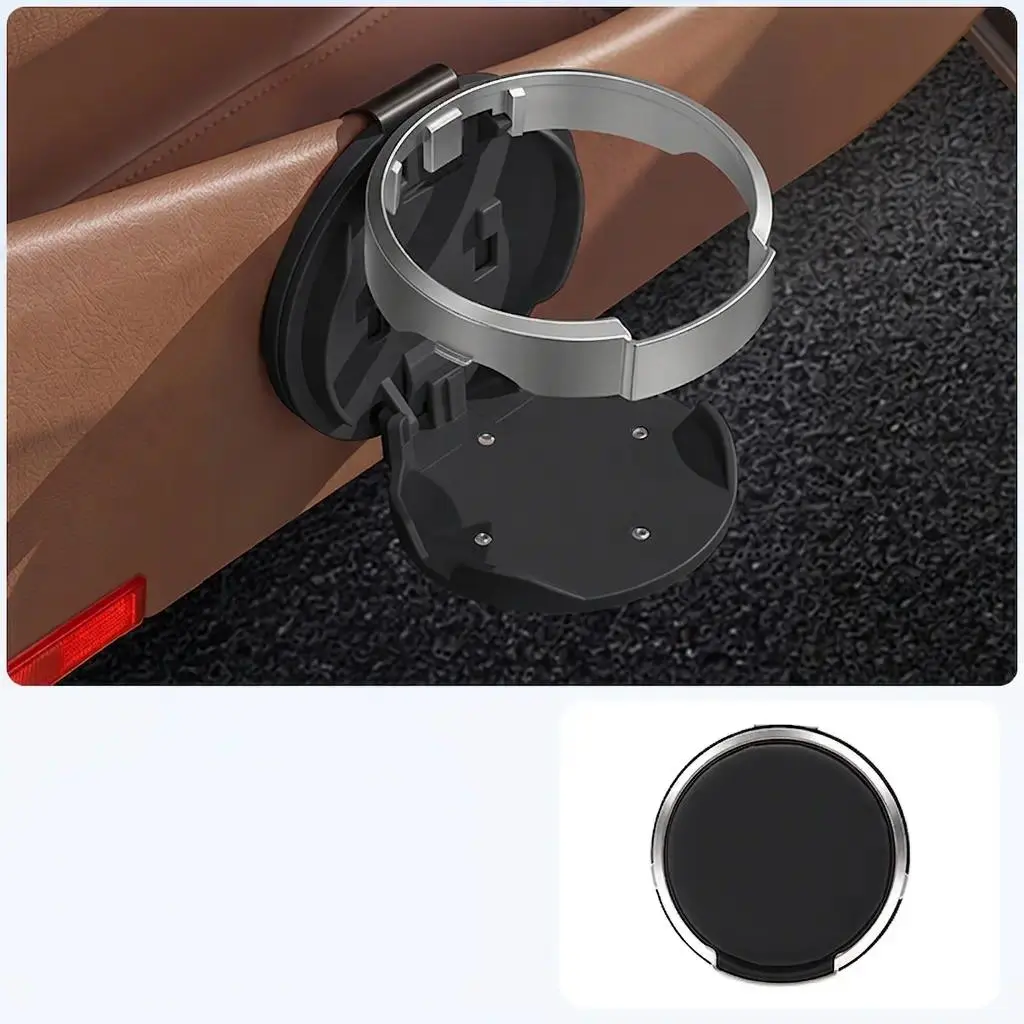 3-in-1 Multi-Use Plastic Compact Car Headrest Hook - Simple Modern Mounts & Holders, Cup Holder, Phone Mount, Foldable Backseat Storage Organization Accessory, Universal Compatible