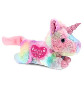 DOLLIBU Polyester Stuffed Heart Plush Toy - Cotton Candy Texture, Embroidered Heart, Rainbow Look, Sunday Rainbow Unicorn Themed Mother's Day Gift