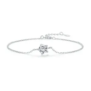New S925 Silver Sparkling Moissanite Bracelet Perfect Family Gift