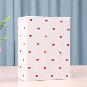 Heart-Shaped Photo Album Insert, Cloth Cover Holds 100 Photos, Vintage Style, Room Decor, Perfect New Year Gift, 4r Size 10.2x15.2cm