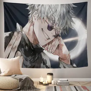 Gojo Satoru Knitting Hanging Tapestry - Large Polyester Wall Art, Machine-Washable Home & Dorm Room Decor